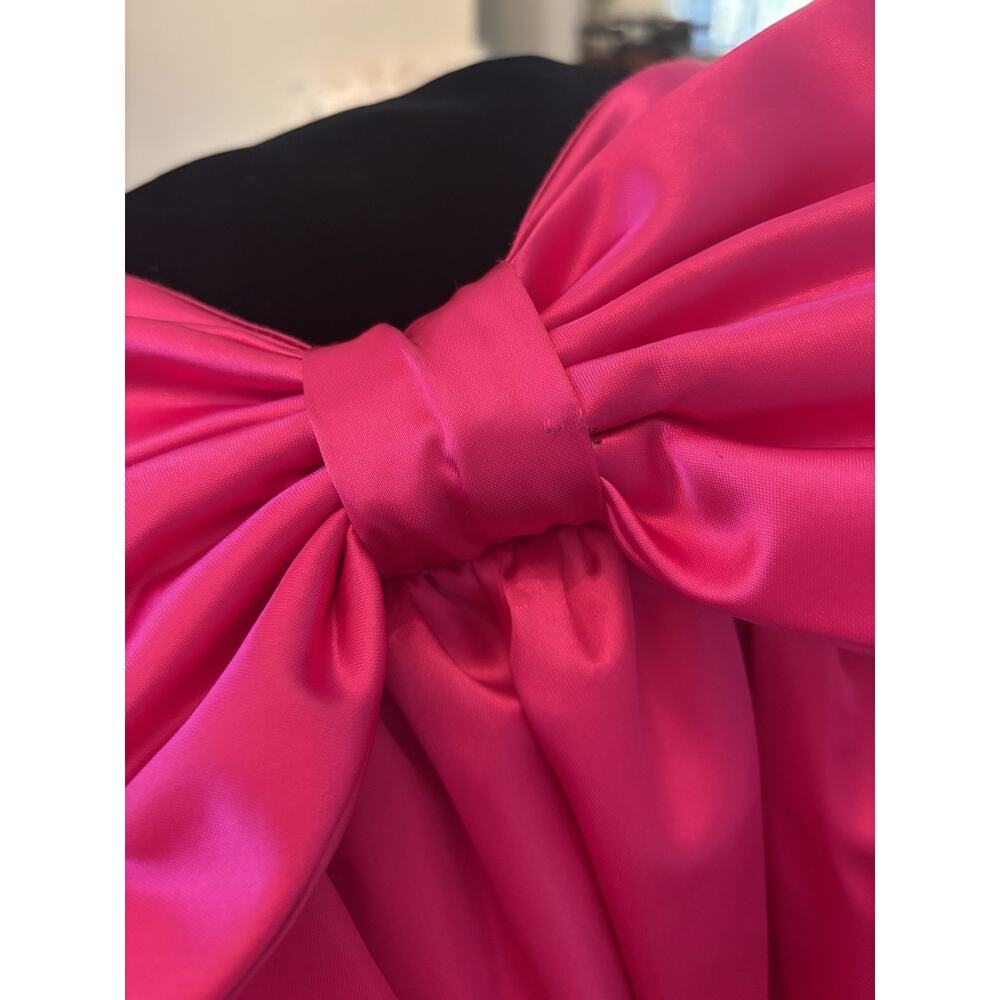 Vtg Scarlett Nite Prom Dress Pink Black Velvet Short Bubble Strapless Bow 7/8 - Picture 12 of 12